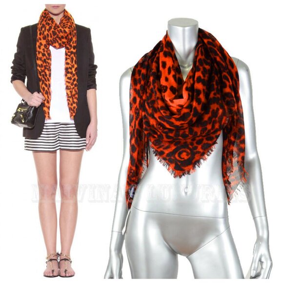 ALEXANDER MCQUEEN SCARF CASHMERE SILK SKULL AND ANIMAL PRINT 50" SQUARE - Picture 2 of 7